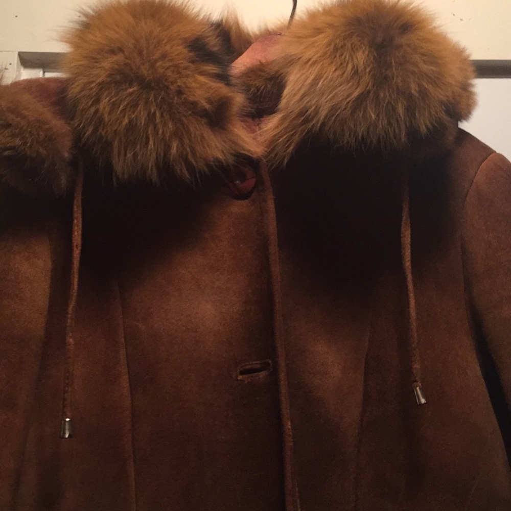 Shearling Coat with Fox Trim